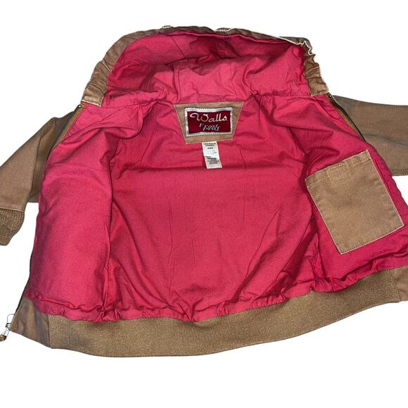 Vintage Walls Kids Hooded Canvas Jacket Brown Duck Work Coat Red Lining large - Picture 2 of 11